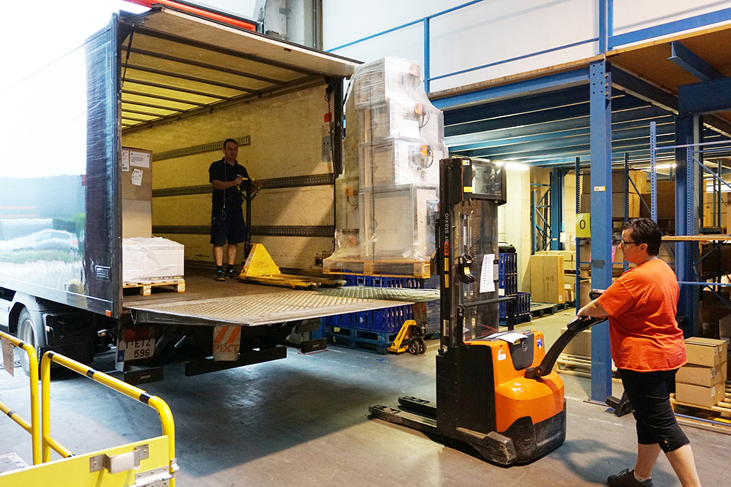 Loading up for the next delivery.