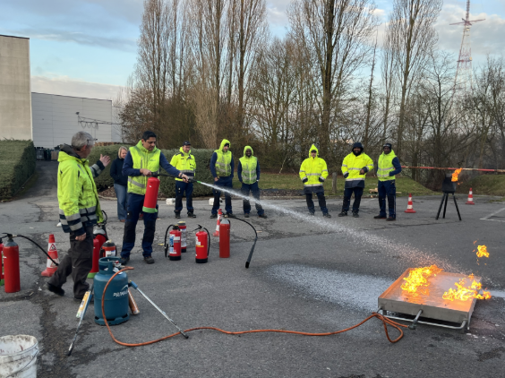 Training is very important. Here’s a photo of a fire safety training session for all our workers