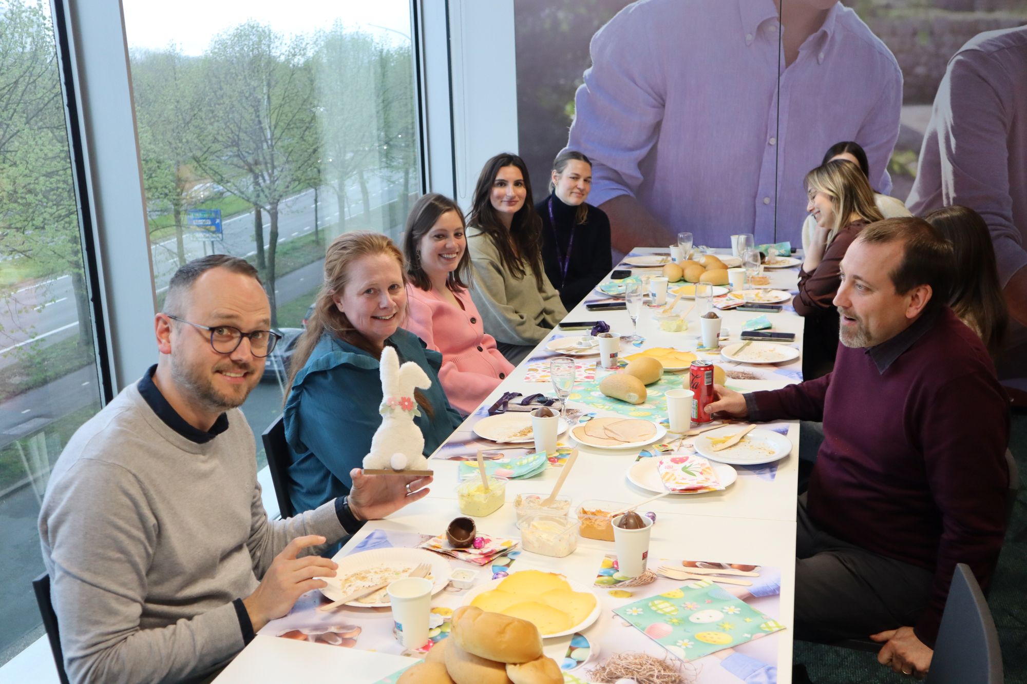 Colleagues during our Easter lunch at the Antwerp office.