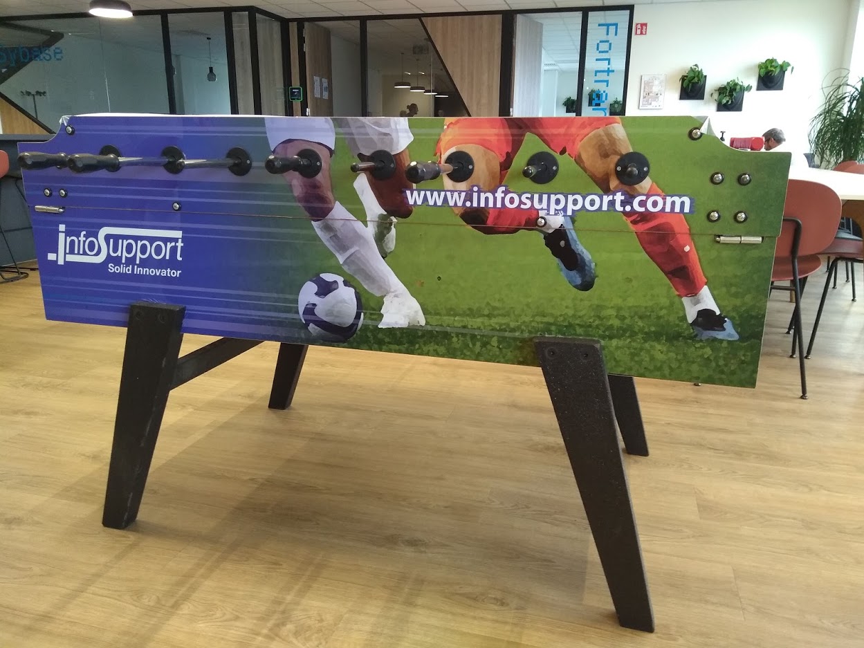 Table football is a staple in the office.