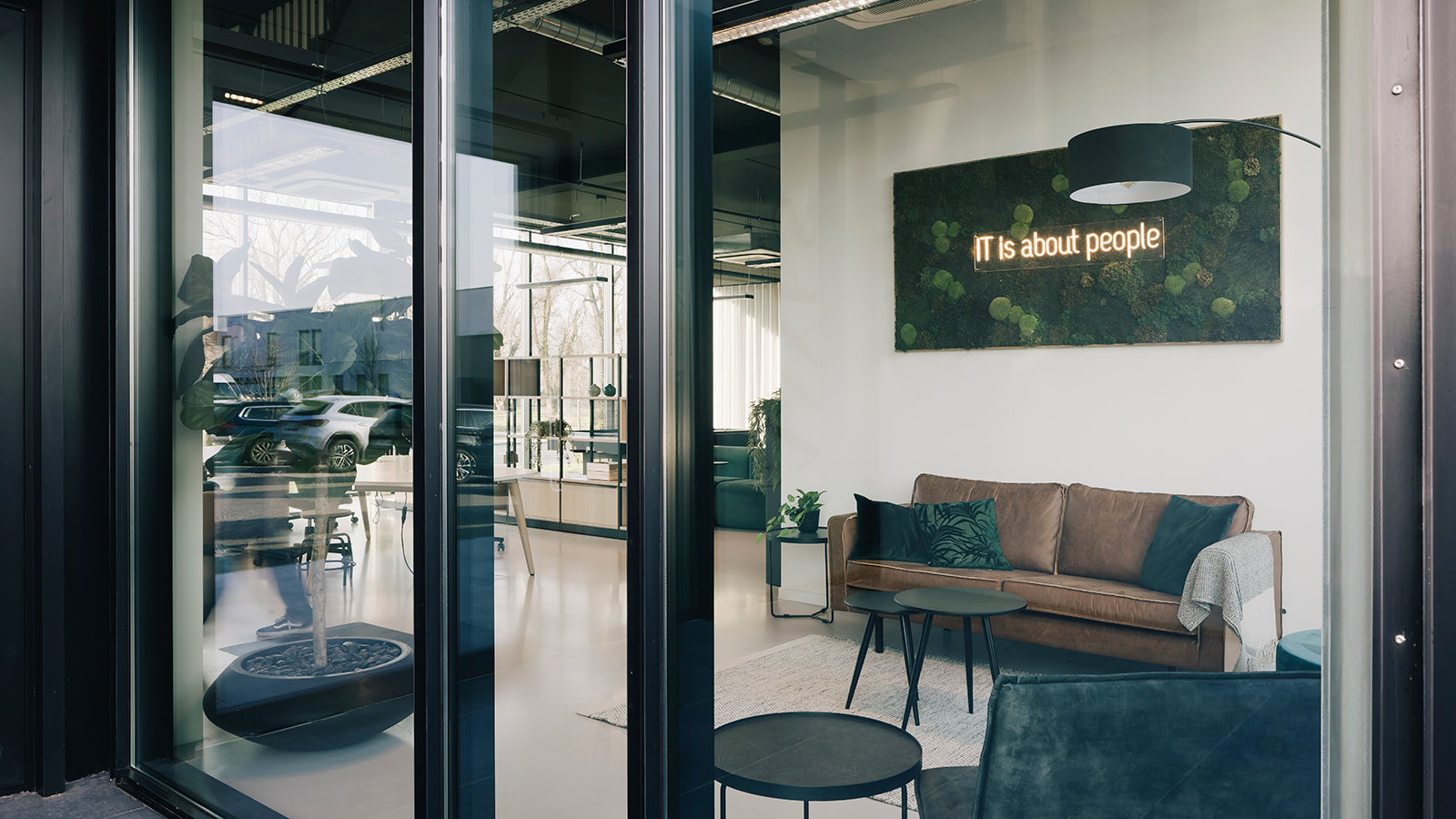Entrance hall in Ghent—IT is about people, as you can see immediately when you walk in.