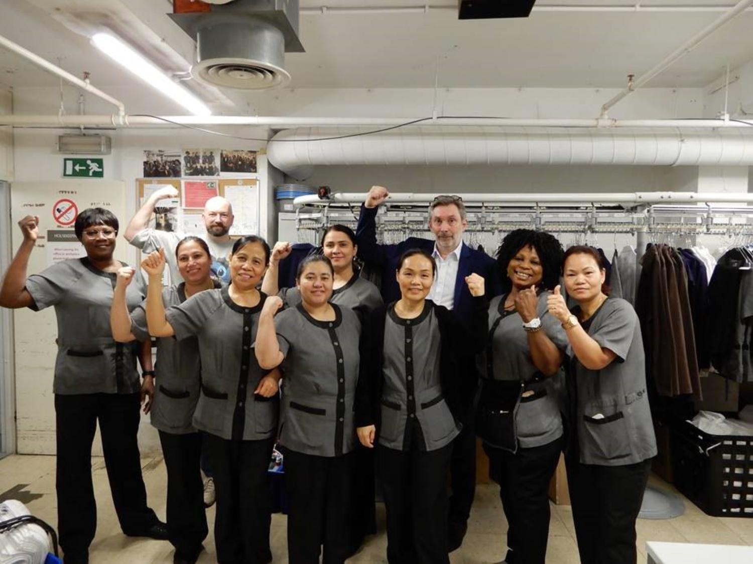 Housekeeping Team Members in Belgium showing their love for Hilton.